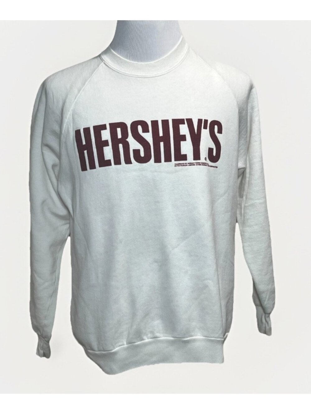 Vtg Hersheys Sweatshirt Adult M Jerzees Crewneck Pullover White 50/50 dated 1990